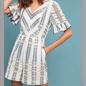 Anthropologie ett:twa striped eyelet romper